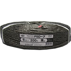 ユタカメイク Yutaka ユタカメイク PS6200BL PSロープ 黒色 6mmx200m