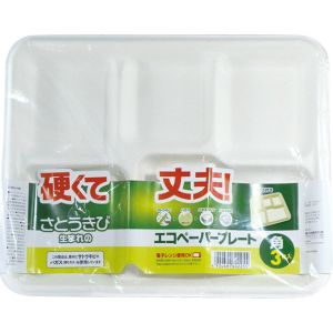 大和物産 大和物産 エコペーパー プレート 角 仕切り付 3枚