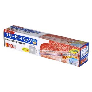 大和物産 大和物産 Wジッパー フリーザーバッグ L 横27×縦28cm 10枚入