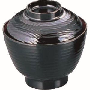 万年 mannen 万年 メラミン木目小丸椀 黒内朱 758F-BR 蓋