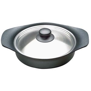 柳宗理 SORI YANAGI 柳宗理 南部鉄器 鉄鍋 ステンレス蓋付 浅型 22cm