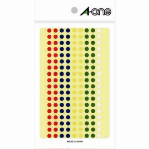 エーワン Aone エーワン 07074 カラーラベル5mm丸 アソート 7枚入
