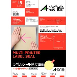 エーワン Aone エーワン 28494 マルチプリンタラベルA4ノーカットクリー