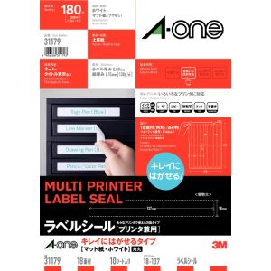 エーワン Aone エーワン 31179 ラベルシール プリンタ兼用 再剥離18面