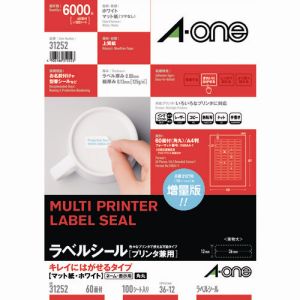 エーワン Aone エーワン 31252 ラベルシール 兼用 再剥離60面 100枚入