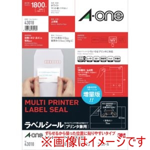 スリーエム 3M スリーエム 3M 43018 エーワン ラベルシール プリンタ兼用  ずらせるから狙った位置に貼りやすいタイプ A4判 18面 上下余白付 100シート