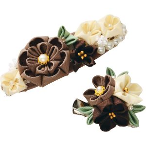 パナミ  Panami パナミ 手芸キット コットン生地で作る 普段づかいの つまみ細工 チョコレート バレッタとブローチ LH-449 Panami PAN-LH449 タカギ繊維