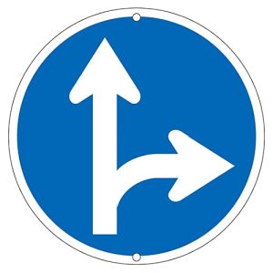 日本緑十字社 緑十字 133152 道路標識 構内用 ↑→指定方向外進行禁止 道路311-A右 600mm Φ スチール