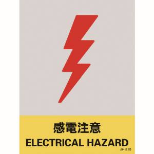 日本緑十字社 緑十字 29121 ステッカー標識 感電注意 JH-21S 160×120mm 5枚組 PET