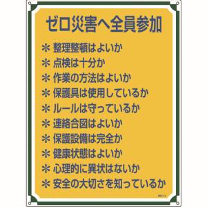 日本緑十字社 緑十字 50119 安全 心得標識 ゼロ災害へ全員参加 管理119 600×450mm エンビ