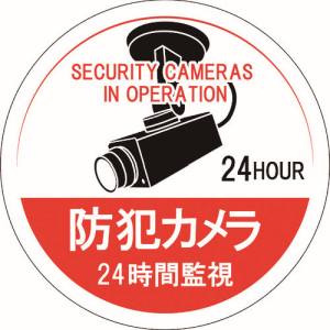 日本緑十字社 緑十字 47126 ステッカー標識 防犯カメラ 24時間監視 貼126 100mm Φ 5枚組 エンビ