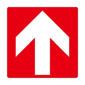 日本緑十字社 緑十字 404107 階段蹴込み板用標示ステッカー 矢印 STPS-7 赤 100×100mm 4枚組 エンビ