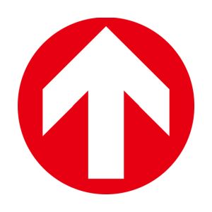 日本緑十字社 緑十字 404109 階段蹴込み板用標示ステッカー 矢印 STPS-9 赤 100mm Φ 4枚組 エンビ