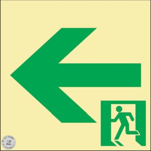 日本緑十字社 緑十字 68742 中輝度蓄光式通路誘導標識 ←非常口 蓄光FA-742 200×200 消防認定品