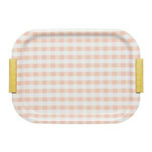 橋本達之助工芸 タツクラフト 橋本達之助工芸 NSトレー 取手付 M ミルキーチェック ピンク 滑り止め トレイ お盆 タツクラフト