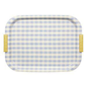 橋本達之助工芸 タツクラフト 橋本達之助工芸 NSトレー 取手付 L ミルキーチェック ブルー 滑り止め トレイ お盆 タツクラフト
