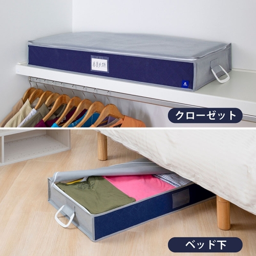  アストロ アストロ 活性炭 グレー×ネイビー ベッド下収納ケース 615-23