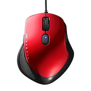 バッファロー BUFFALO NEO FITマウス 有線/BlueLED光学式/静音/5ボタン/Sサイズ レッド BSMBU510SRD