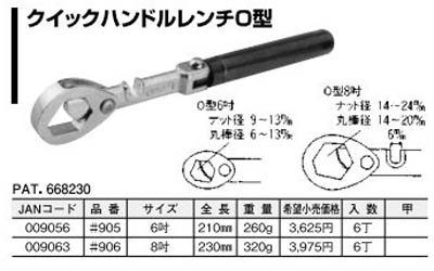  杉野工業 ナイス NICE ナイス 905 クイックハンドルレンチ O-6 NICE 杉野工業