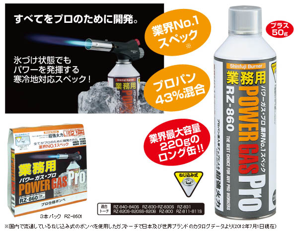  新富士バーナー Shinfuji 新富士バーナー RZ-8601 業務用パワーガス プロ RZ-860ｘ3本パック