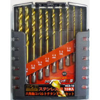 H&H H&H 六角軸コバルトチタンドリル 10PCS 6.35mm HCD-10 三共コーポレーション