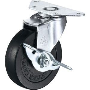 ハンマーキャスター HAMMER CASTER ハンマーキャスター 215E-R65 プレート式コーナーキャスター 旋回式ゴム車輪 65mm ストッパー付