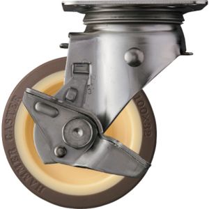 ハンマーキャスター HAMMER CASTER ハンマーキャスター 313S-UB100 Sシリーズオールステンレス 旋回式ウレタン車輪 ローラーベアリング 100mm ストッパー付