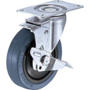 ハンマーキャスター HAMMER CASTER ハンマーキャスター 413BBE-FR100-BAR01 静シリーズ E型 自在SP付 ゴム車 100mm