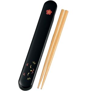 ハコヤ HAKOYA ハコヤ ねこたち 18.0 スライド 箸箱セット 黒猫 クロ HAKOYA たつみや