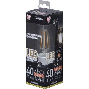 アイリスオーヤマ IRIS アイリスオーヤマ LEDフィラメント電球　E17　40形相当　電球色　非調光 クリア LDC3L-G-E17-FC