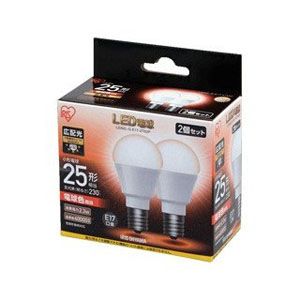 アイリスオーヤマ IRIS アイリスオーヤマ LDA2L-G-E17-2T52P LED電球 E17 広配光 25形相当 電球色 2個セット