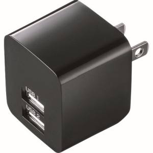 サンワサプライ SANWA SUPPLY USB充電器(2ポート・合計2.4A・ブラック) ACA-IP44BK