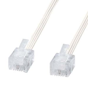 サンワサプライ SANWA SUPPLY やわらかスリムケーブル (白) TEL-S2-20N2