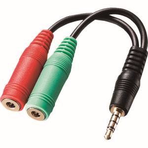 サンワサプライ SANWA SUPPLY ヘッドホン+マイク用変換アダプタケーブル(3極メスx2→4極オス) KM-A25-005