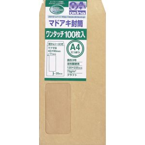 オキナ オキナ WN32KE 窓あき封筒WT 長3 茶 100枚