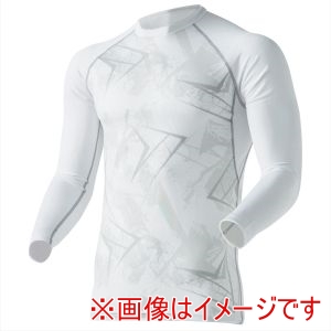 おたふく手袋 OTAFUKU おたふく JW-623 冷感 消臭 パワーストレッチ 長袖 クルーネック シャツ カモフラ ホワイト Mサイズ