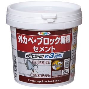 アサヒペン アサヒペン 外カベ ブロック塀用セメント グレー 750G
