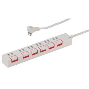 オーム電機 OHM オーム電機 雷ガード&個別押しボタンスイッチ付き 節電タップ 6個口 2.5m 00-1150 HS-K1150W