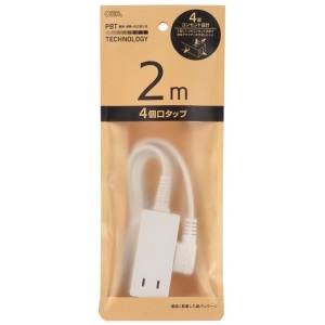 オーム電機 OHM オーム電機 HS-T42-PBT22 4口 2m スリムタップ EDLP22