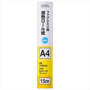 オーム電機 OHM オーム電機 感熱ロール紙 ファクシミリ用 A4 芯内径0.5インチ 15m 01-0727 OA-FTRA15