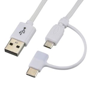 オーム電機 OHM オーム電機 SMT-L10CMA-W microUSBケーブル TypeCコネクター付 1m 01-7090