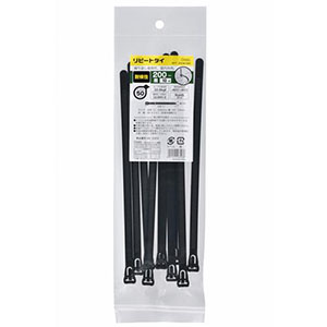 オーム電機 OHM オーム電機 リピートタイ 耐候 200mm 黒 10本入 RPT-200W10BK 04-3303