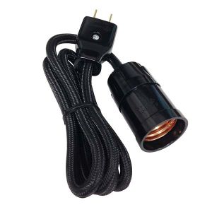 オーム電機 OHM オーム電機 コード付ソケット コンセント E26用 黒 04-6254 HS-L26SP/K
