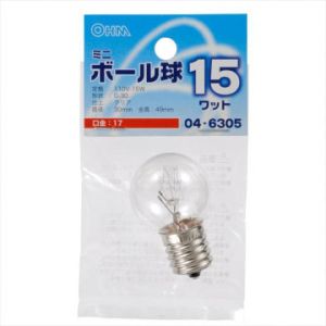 オーム電機 OHM オーム電機 ミニボール球 G30型 E17/15W クリア LB-G3715-C 04-6305