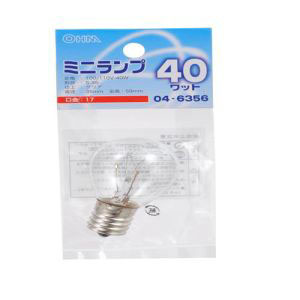 オーム電機 OHM オーム電機 ミニランプ S35型 E17/40W クリア LB-S3740-C 04-6356