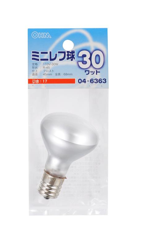  オーム電機 OHM オーム電機 ミニレフ球 E17/30W フロスト LB-R4730-F 04-6363