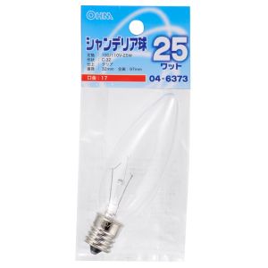 オーム電機 OHM オーム電機 シャンデリア球 25W E17 クリア 04-6373 LB-C2725-C