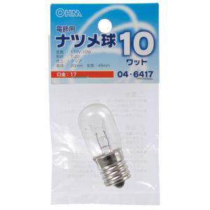 オーム電機 OHM オーム電機 ナツメ球 E17/10W クリア LB-T0710-C 04-6417
