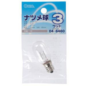 オーム電機 OHM オーム電機 ナツメ球 E12/3W クリア LB-T0203-C 04-6460