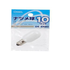 オーム電機 OHM オーム電機 ナツメ球 E12/10W ホワイト LB-T0210-W 04-6480